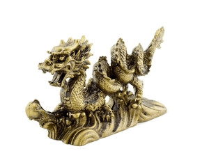 Golden dragon isolated on white background