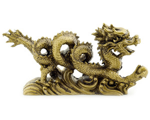 Golden dragon isolated on white background