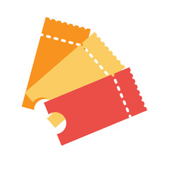 Ticket illustration in the flat style. Ticket stub isolated on a background. Retro cinema or movie tickets.