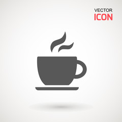 Coffee cup icon, Simple vector coffee icon. Vector illustration isolated on white. Silhouette simple. Logotype concept. Logo design template.