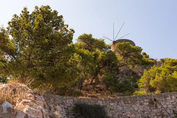 Traditional Greek Windmill on Island of Hydra