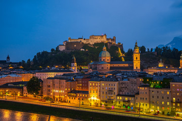 Fototapeta na wymiar Salzburg old town at night in Austria