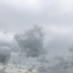 Innocent blue sky with white fluffy clouds