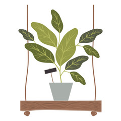 Fototapeta na wymiar houseplant in swing decorative icon vector illustration design