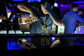 Preparation glasses with cocktails