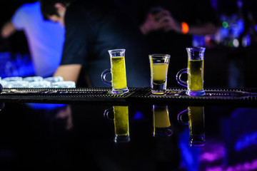 Preparation glasses with cocktails