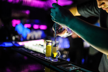 Preparation glasses with cocktails