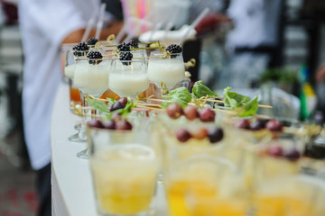 Glasses with cocktails