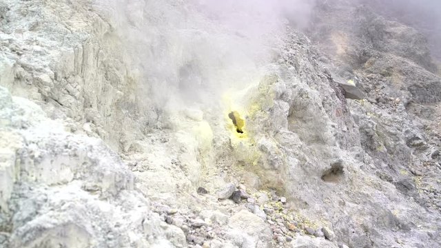 Fumarola in the crater of a volcano
