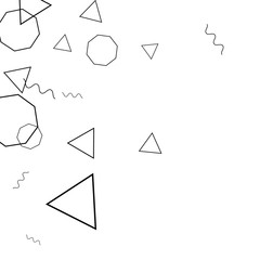 Geometric Memphis Background. Black and White Simple Pattern for Postcard, Print, Banner or Poster. Modern Abstract Background. Vector Texture in Trendy Minimalistic Style