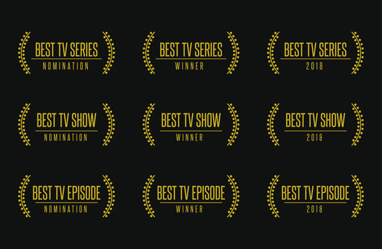 Movie Award Best Tv Show Series Nomination. Laurel Vector Logo Icon Set