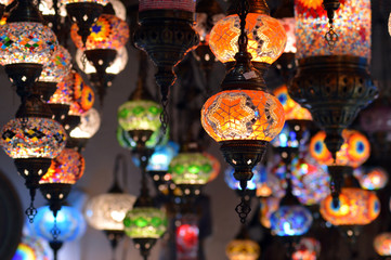 Colorful Turkish mosaic lanterns - 212296934