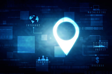 2d rendering Red map pointer with world map