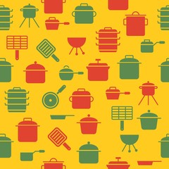 kitchen utensil such as pot sauce pan seamless pattern for wallpaper or wrapping paper