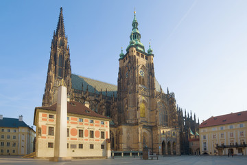 Fototapeta na wymiar Morning at St. Vitus Cathedral. Prague, Czech Republic