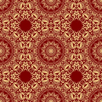 pattern with geometric color ornament, design for print fabric, bandana. vector illustration. red tone