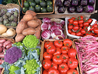 variety of vegetables: tomatoes; artichokes; zuccine; potatoes