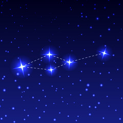 The Constellation Small Lion in the night starry sky. Vector illustration of the concept of astronomy.