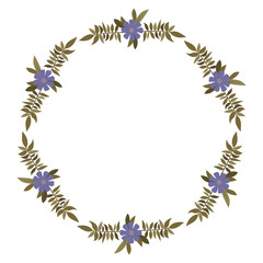 beautiful flower and leafs circular frame vector illustration design