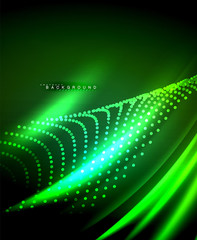 Naklejka premium Neon glowing techno lines, hi-tech futuristic abstract background template with square shapes