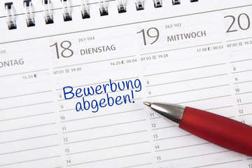 Eintrag im Kalender: Bewerbung abgeben!