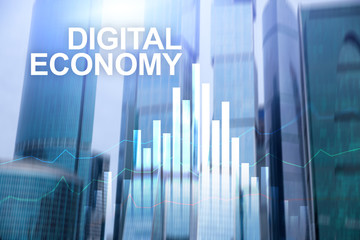 DIgital economy, financial technology concept on blurred background.