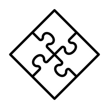 Rotated Square Four Pieces Of Jigsaw Puzzle Or Teamwork Concept Line Art Vector Icon For Apps And Websites