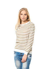 Fototapeta premium Pretty teenage girl on white background