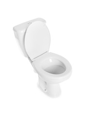 New ceramic toilet bowl on white background
