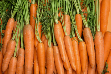 Ripe carrots as background, top view. Healthy diet