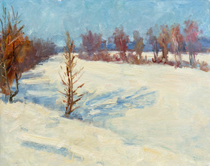 landscape, oil painting, hand made