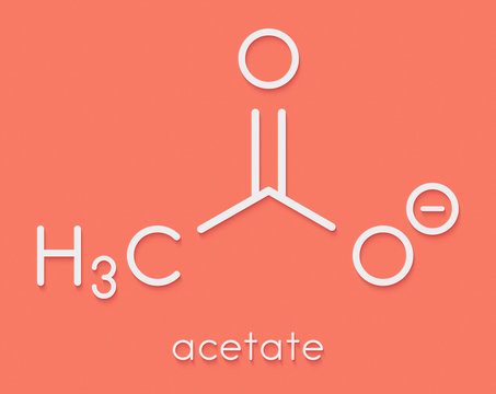 Acetate anion, chemical structure. Skeletal formula.