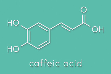 Caffeic acid molecule. Intermediate in the biosynthesis of lignin. Skeletal formula.