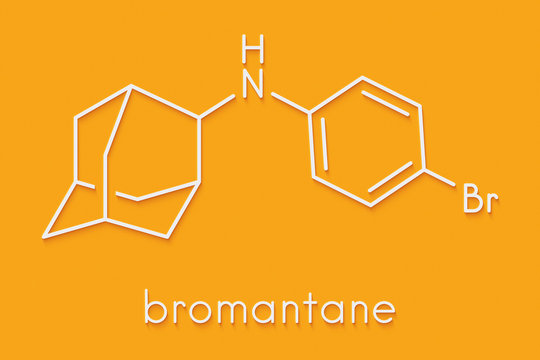 Bromantane asthenia drug molecule. Also used in sports doping. Skeletal formula.