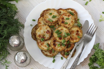 Fried zucchini on the plate
