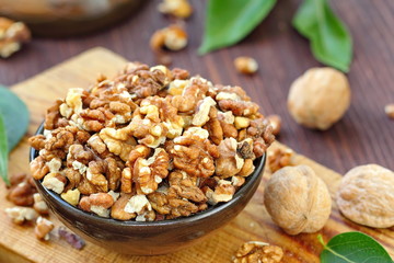 Peeled walnuts in a bowl