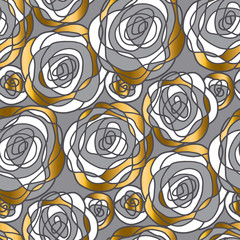 gold and gray hand drawn rose motif.