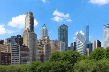 Fototapeta na wymiar USA - Chicago skyline from Art Institute Bridgeway