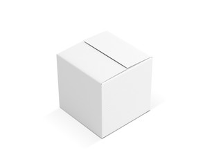 White square cardboard box mock up isolated on white, 3d rendering