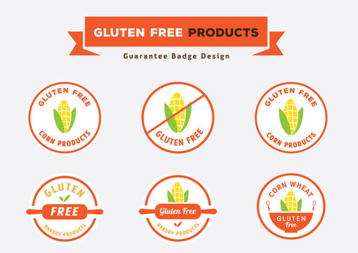 gluten free products badge design with corn vector