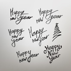 Vector illustration set calligraphy Happy New Year. EPS10