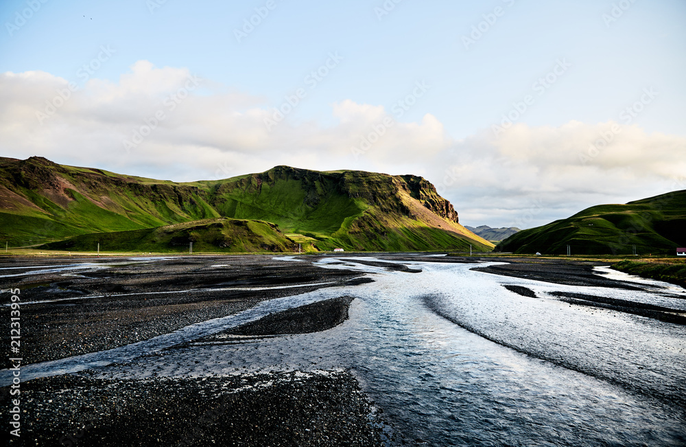 Wall mural dried up river in iceland.