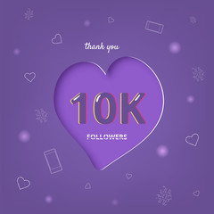 10K followers thank you post for social media. Vector illustration.