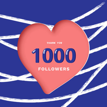 1K Followers Thank You Post For Social Media. Vector Illustration.