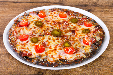 Pizza pepperoni with pepper