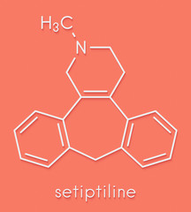 Setiptiline (also known as teciptiline) antidepressant drug molecule. Skeletal formula.