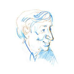 hand drawing picture, color pencil technique, old man-s portrait