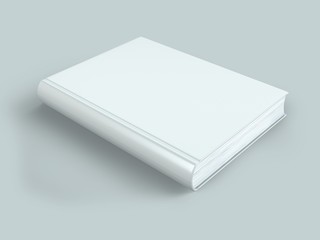 Blank hard cover book template on blank background