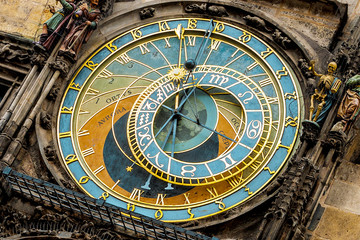 Detail of the Prague astronomical clock in the old town