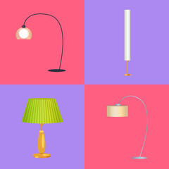Naklejka premium Lamps Collection Interior Vector Illustration